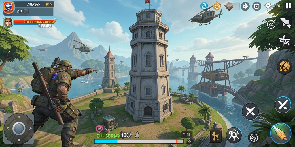 Cuplikan gameplay CINA365 menampilkan aksi seru Tower Defense.