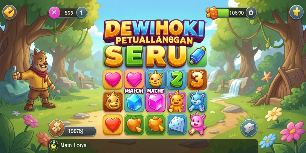 Screenshot gameplay DEWIHOKI yang menampilkan aksi seru permainan Match-3.