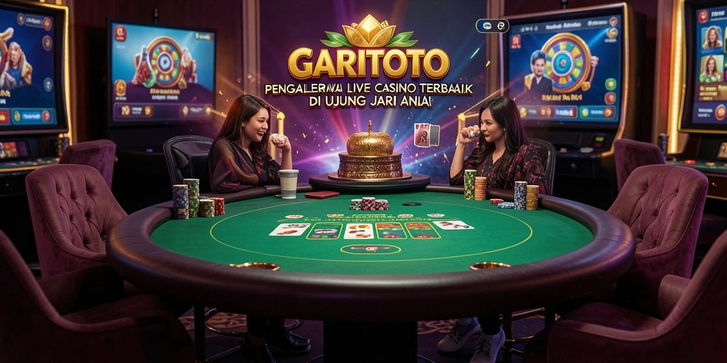Screenshot GARITOTO menampilkan dealer langsung dan gameplay kasino yang mendebarkan.