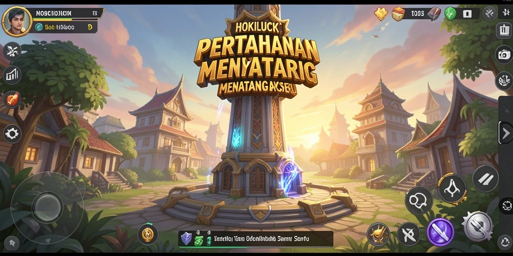 Tangkapan layar gameplay HOKILUCK yang menunjukkan strategi Tower Defense.