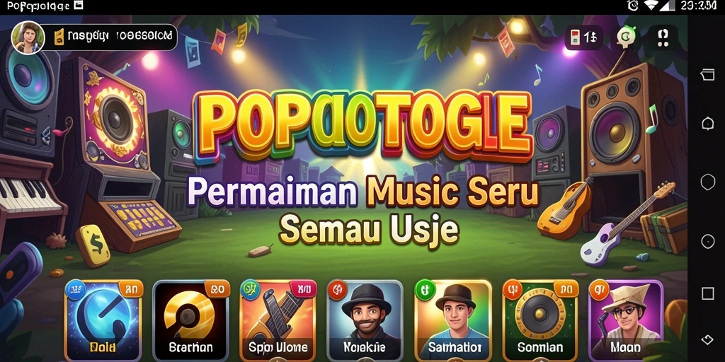 Screenshot gameplay POPOTOGEL menampilkan keseruan bermain musik.