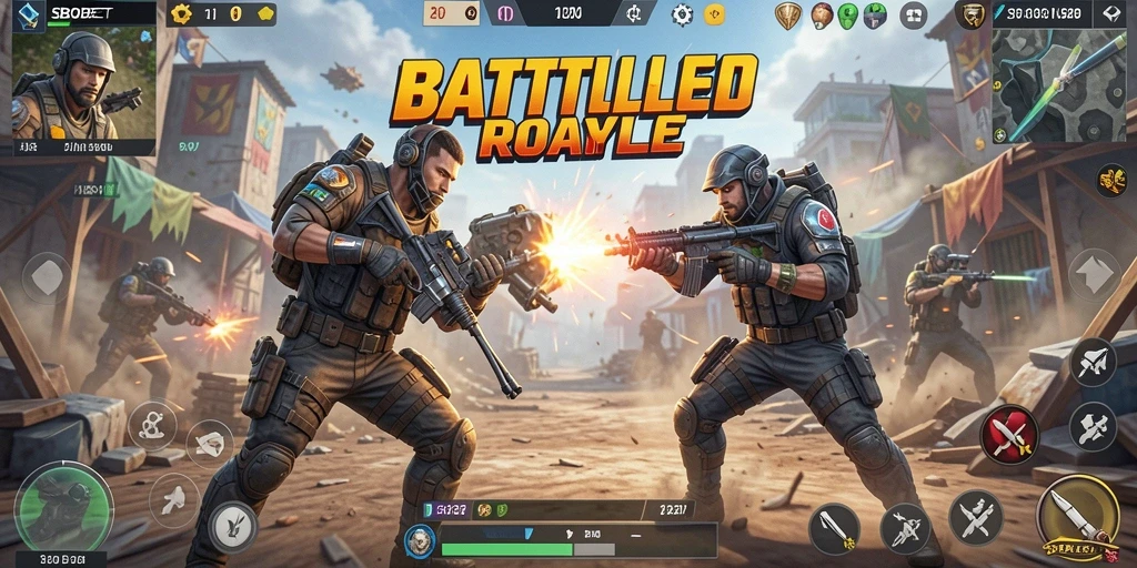 Tampilan layar gameplay seru di SBOBET yang menampilkan aksi Battle Royale.